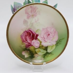 Vintage Bavarian Hand Painted Rose Dish